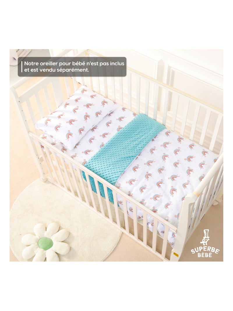 Copertina per bambini in cotone Oeko-tex e Minky | SUPERBE BEBE Verde acqua - Kiabi