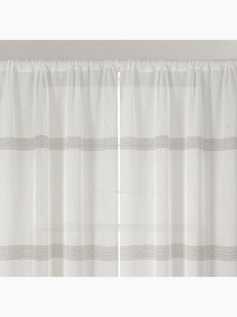 Coppia di piccole tende a righe Ecru - Kiabi