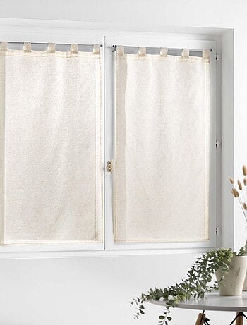 Coppia di piccole tende con effetto lino intrecciato