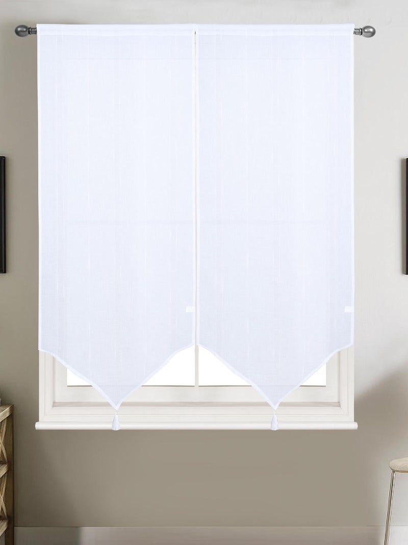 Coppia di piccole tende con strisce verticali lucide Bianco - Kiabi