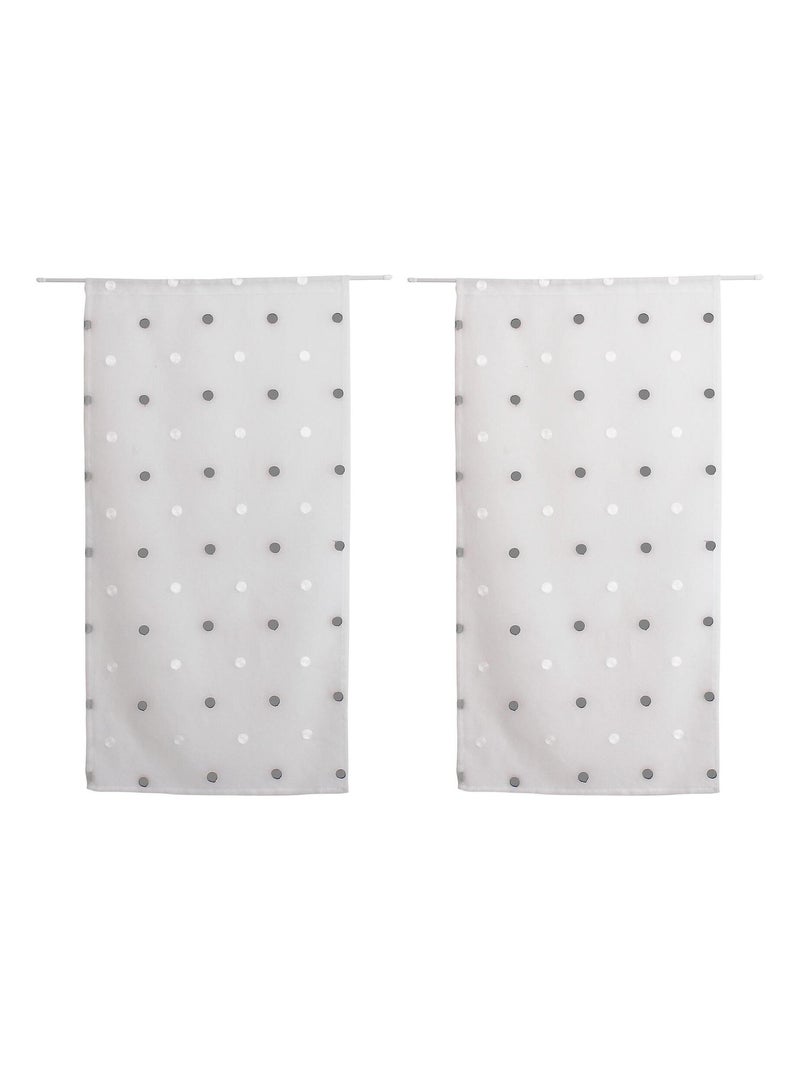 Coppia di piccole tende dritte a pois colorati Bianco - Kiabi