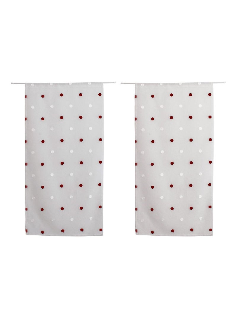 Coppia di piccole tende dritte a pois colorati Bordeaux - Kiabi