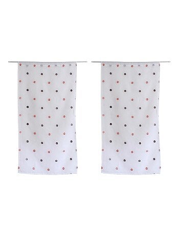 Coppia di piccole tende dritte a pois colorati