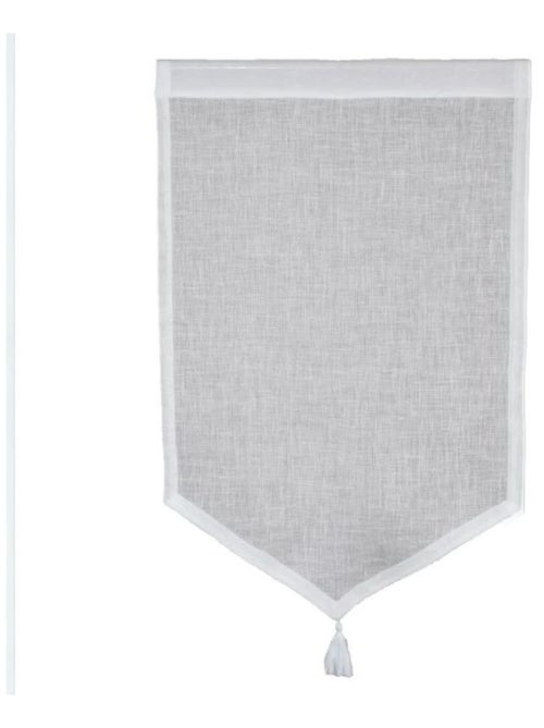 Coppia di piccole tende in 100% lino con punto e pompon - Kiabi