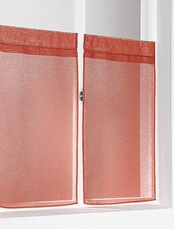 Coppia di piccole tende lisce con paravento in polietilene/lino