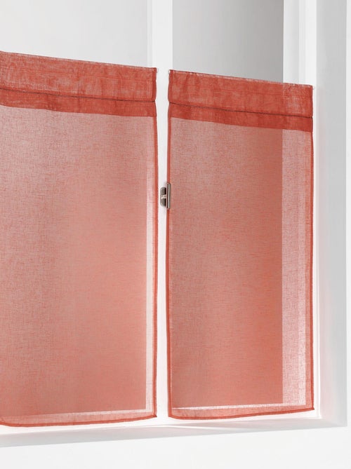 Coppia di piccole tende lisce con paravento in polietilene/lino - Kiabi Coppia di piccole tende lisce con paravento in polietilene/lino - Kiabi
