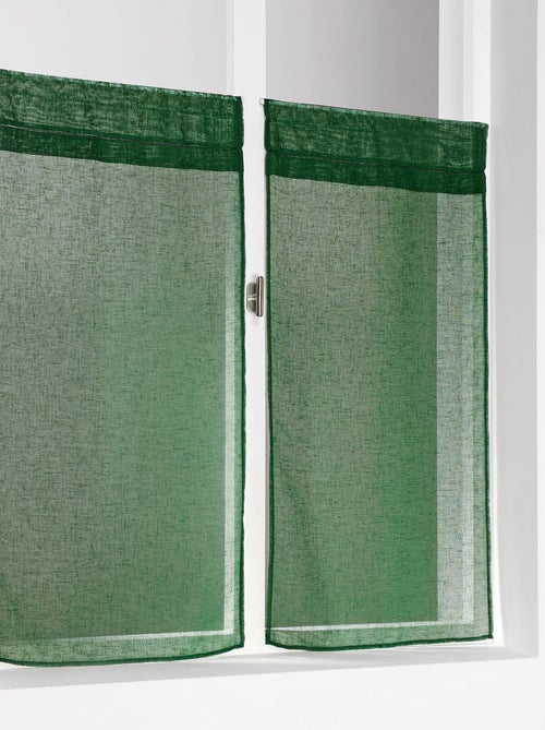 Coppia di piccole tende lisce con paravento in polietilene/lino - Kiabi Coppia di piccole tende lisce con paravento in polietilene/lino - Kiabi