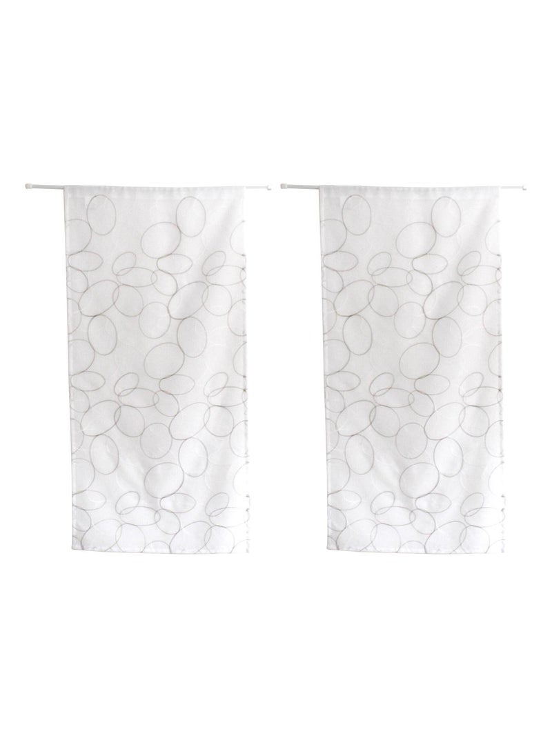 Coppia di piccole tende ricamate con sfere Grigio scuro - Kiabi