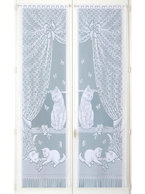 Coppia di piccoli teli in pizzo con chaton e frange - Kiabi