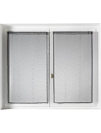 Coppia di piccoli tendaggi in organza a righe