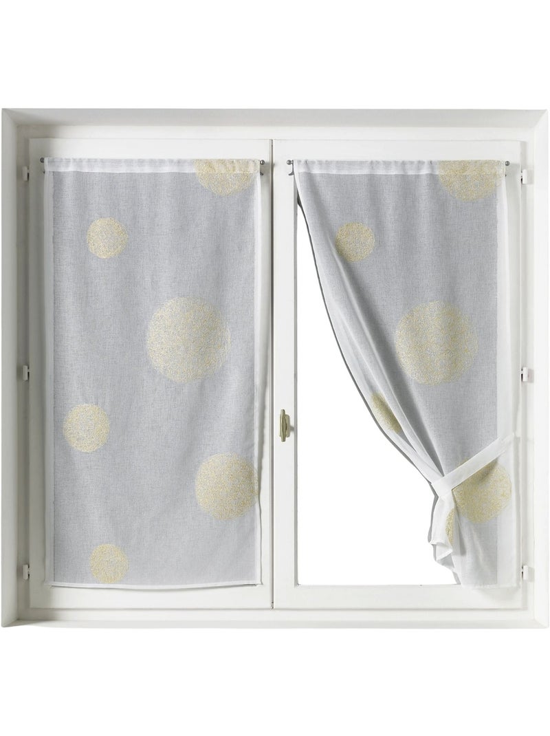 Coppia di piccoli tendaggi ricamati con grandi cerchi in filo lurex Dorato/Oro - Kiabi
