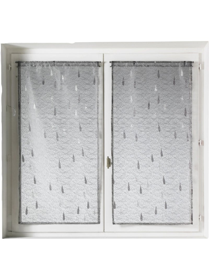 Coppia di piccoli tendini in organza jacquard con motivi a gocce Grigio chiaro - Kiabi