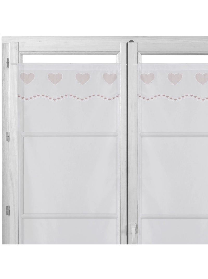 Coppia di piccoli tendini ricamati con cuori Beige - Kiabi