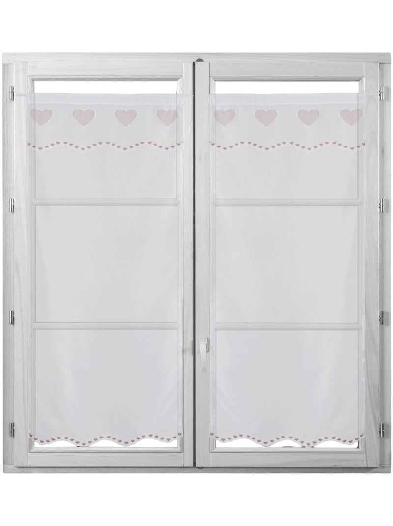 Coppia di piccoli tendini ricamati con cuori Beige - Kiabi