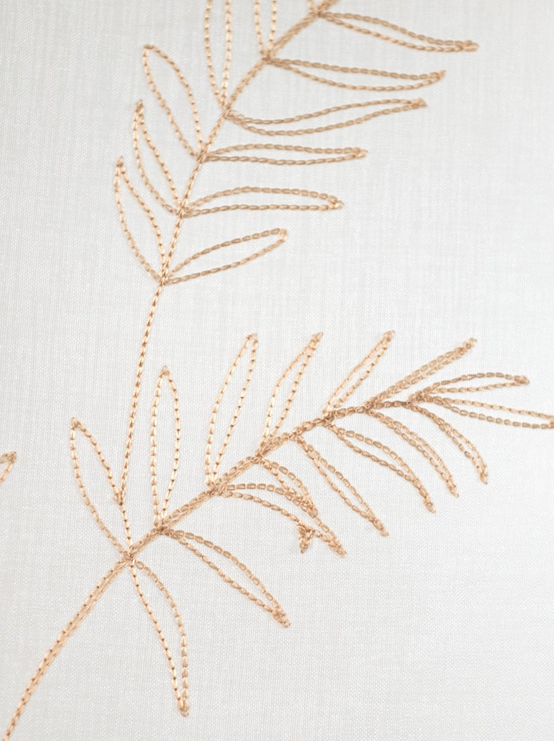 Coppia di tende con foglie ricamate Beige sabbia - Kiabi