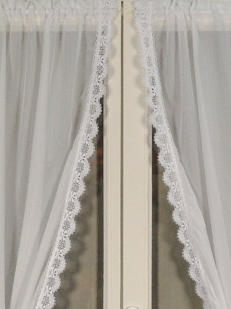 Coppia di tende da donna con bordi in macramè Bianco - Kiabi