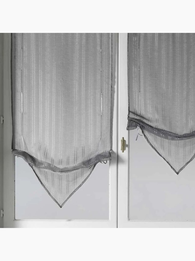 Coppia di tende trasparenti a punte con fili di lurex Grigio chiaro - Kiabi