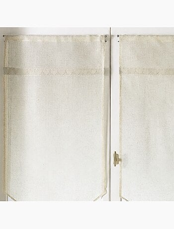 Coppia di tende trasparenti con bordatura in macramè a forma di cuori