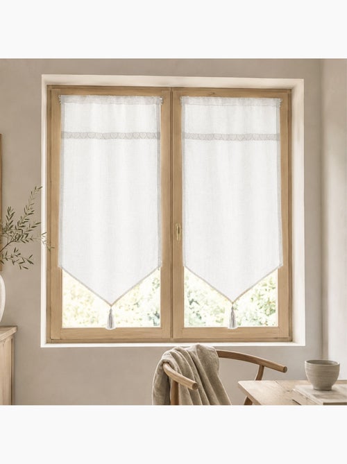 Coppia di tende trasparenti con bordatura in macramè a forma di cuori - Kiabi