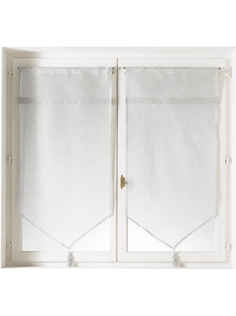 Coppia di tende trasparenti con bordatura in macramè a forma di cuori Bianco - Kiabi