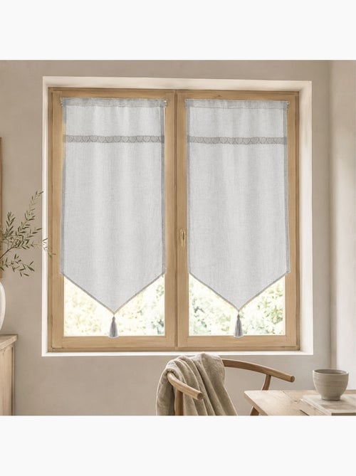 Coppia di tende trasparenti con bordatura in macramè a forma di cuori - Kiabi