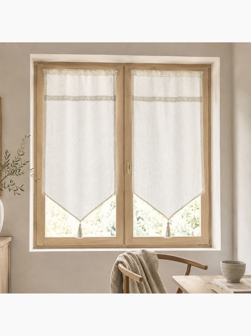 Coppia di tende trasparenti con bordatura in macramè a forma di cuori - Kiabi