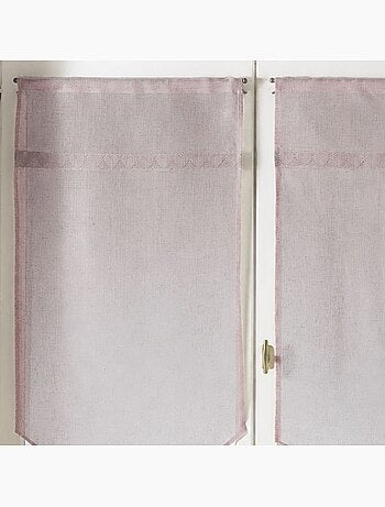 Coppia di tende trasparenti con bordatura in macramè a forma di cuori