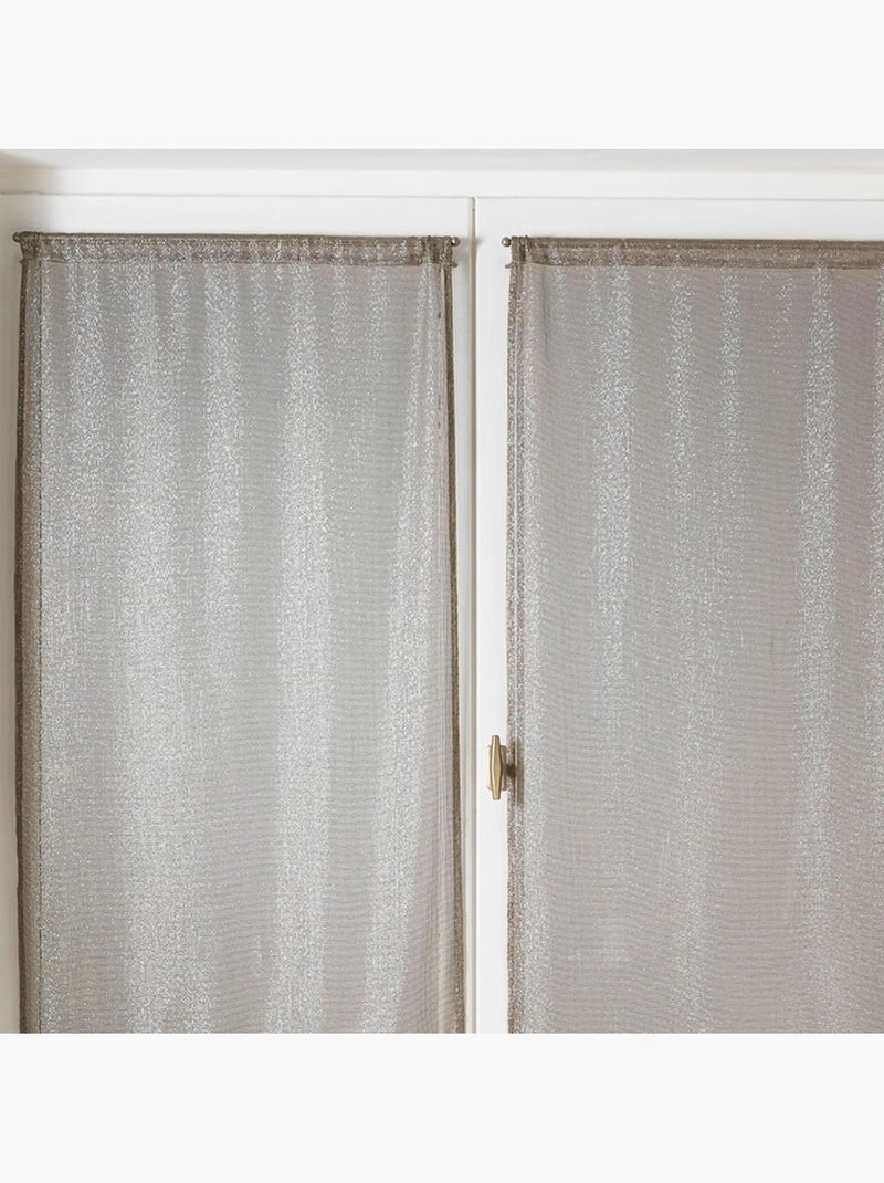 Coppia di tende trasparenti per finestre con effetto a maglia e fili in lurex Beige - Kiabi