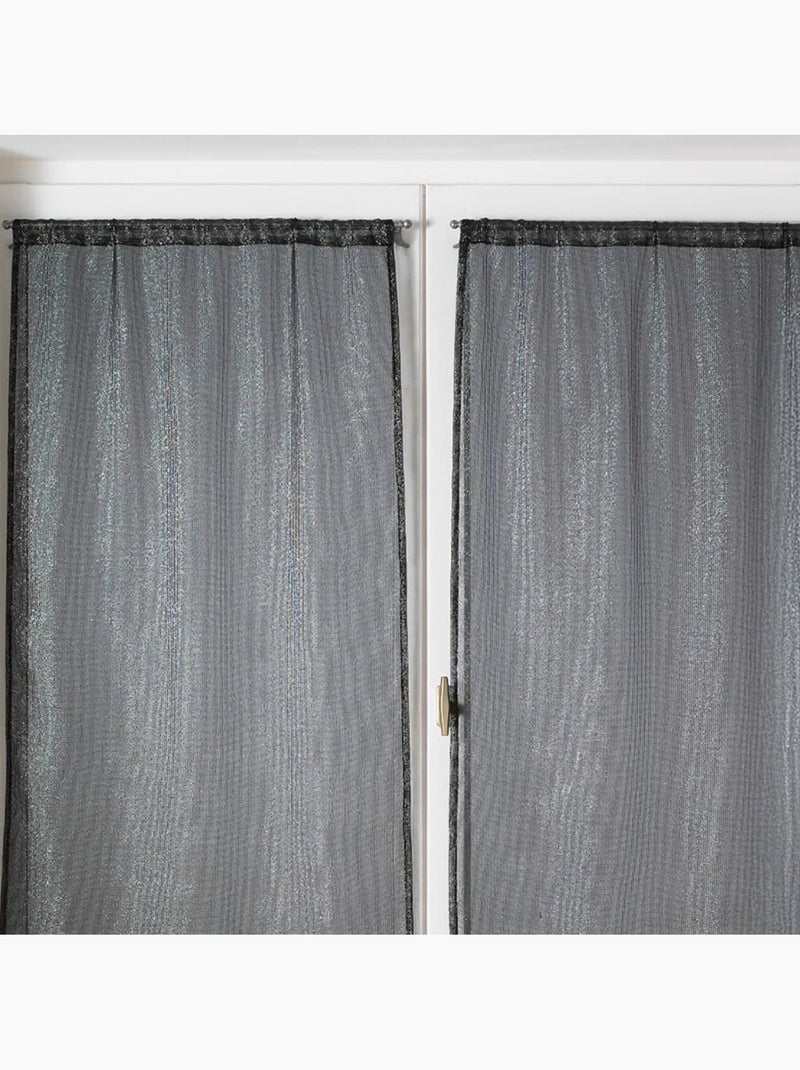 Coppia di tende trasparenti per finestre con effetto a maglia e fili in lurex Nero - Kiabi