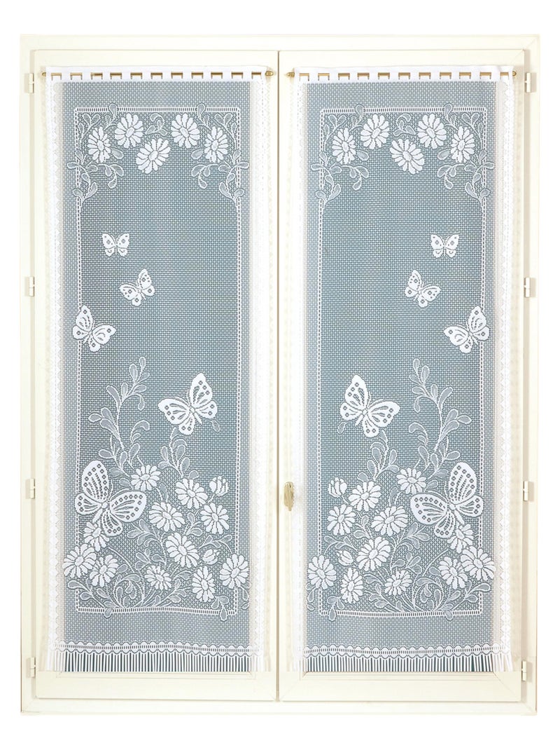 Coppia di vetri con bordi smerlati e decorati a farfalla Bianco - Kiabi