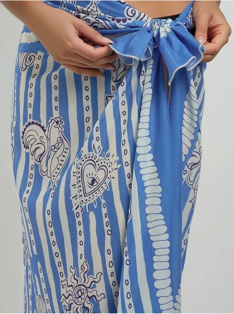 Copricostume maxi da spiaggia stampato hiccup Blu cielo - Kiabi