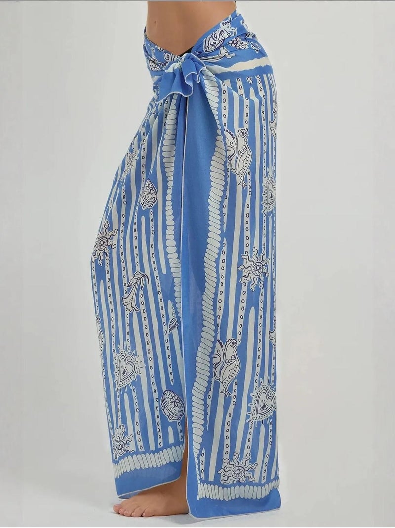 Copricostume maxi da spiaggia stampato hiccup Blu cielo - Kiabi