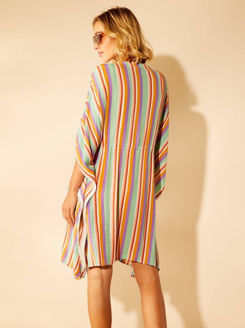 Copricostume stile kimono a righe BIANCO - Kiabi