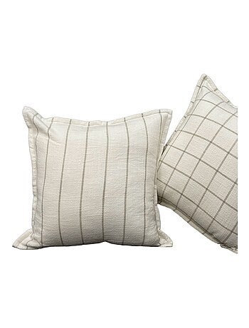 Copricuscino 100% cotone a righe e a quadri LOURMARIN