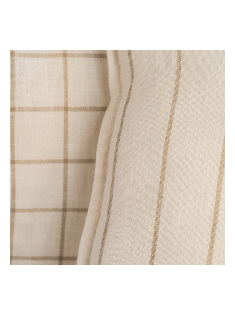 Copricuscino 100% cotone a righe e a quadri LOURMARIN Beige - Kiabi