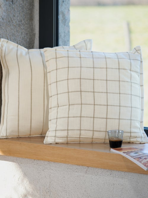 Copricuscino 100% cotone a righe e a quadri LOURMARIN - Kiabi