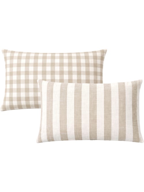 Copricuscino 100% cotone double-face a righe e percalle LOURMARIN - Kiabi Copricuscino 100% cotone double-face a righe e percalle LOURMARIN - Kiabi