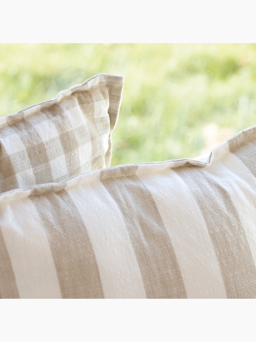 Copricuscino 100% cotone double-face a righe e percalle LOURMARIN - Kiabi Copricuscino 100% cotone double-face a righe e percalle LOURMARIN - Kiabi