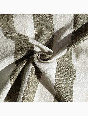 Copricuscino 100% cotone double-face a righe e percalle LOURMARIN