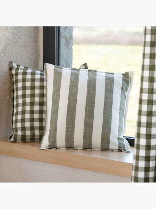Copricuscino 100% cotone double-face a righe e percalle LOURMARIN - Kiabi Copricuscino 100% cotone double-face a righe e percalle LOURMARIN - Kiabi