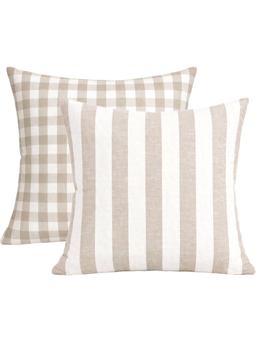 Copricuscino 100% cotone righe e percalle LOURMARIN - Kiabi