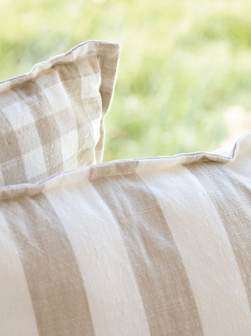 Copricuscino 100% cotone righe e percalle LOURMARIN Beige - Kiabi