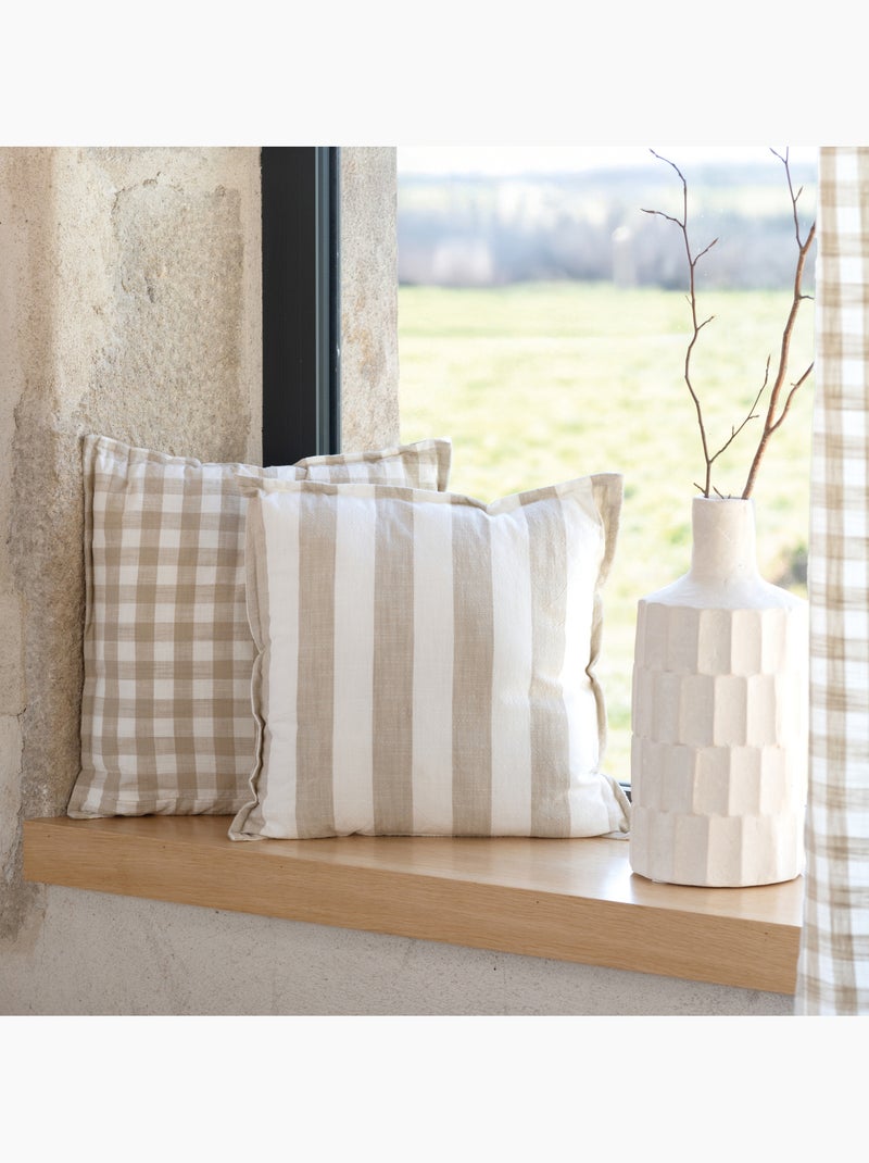 Copricuscino 100% cotone righe e percalle LOURMARIN Beige - Kiabi