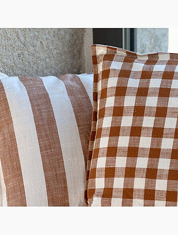 Copricuscino 100% cotone righe e percalle LOURMARIN