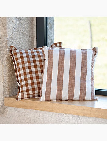 Copricuscino 100% cotone righe e percalle LOURMARIN