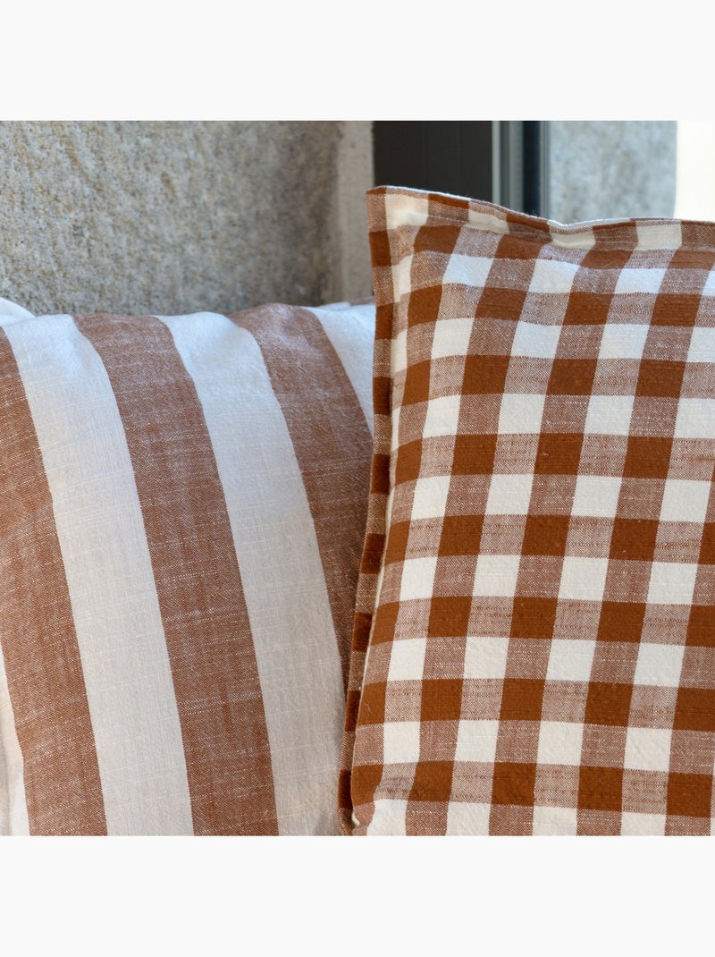 Copricuscino 100% cotone righe e percalle LOURMARIN Terracotta - Kiabi