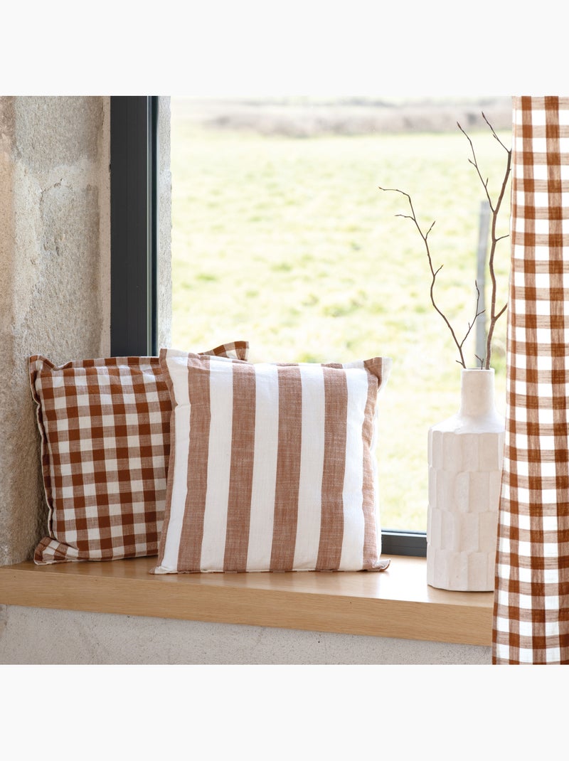 Copricuscino 100% cotone righe e percalle LOURMARIN Terracotta - Kiabi