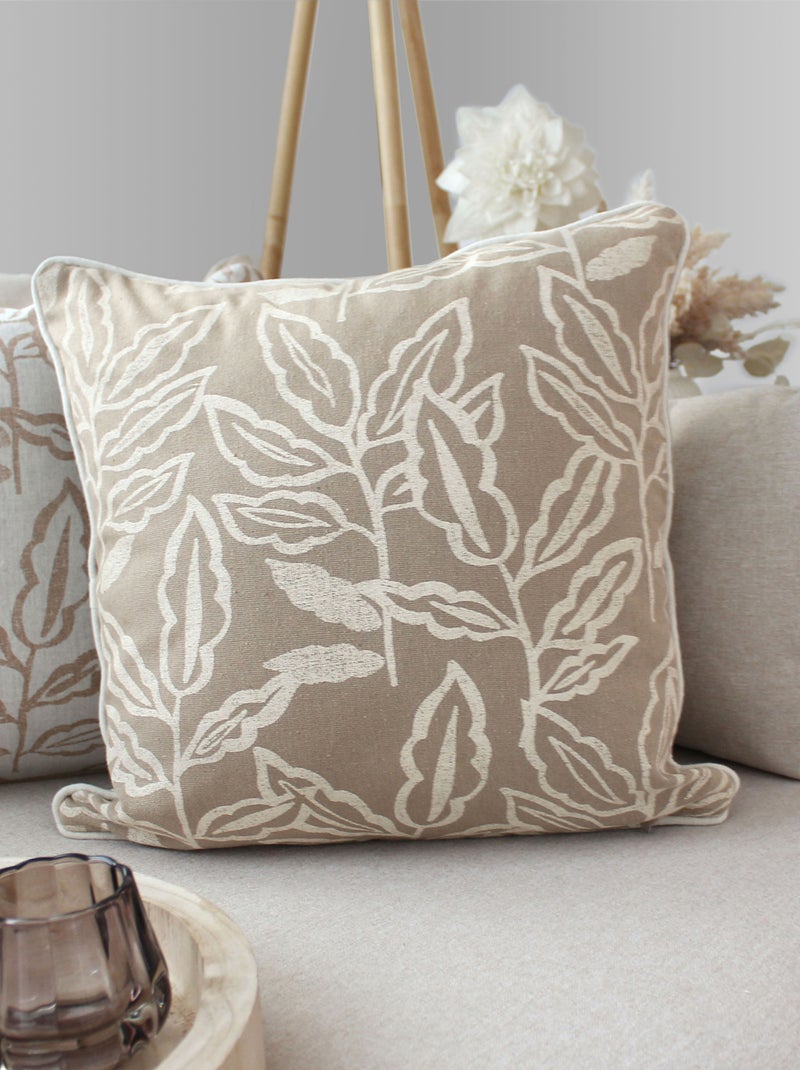 Copricuscino in cotone riciclato Chambray Beige conchiglia - Kiabi