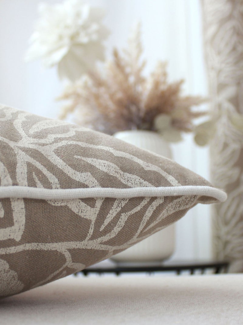 Copricuscino in cotone riciclato Chambray Beige conchiglia - Kiabi