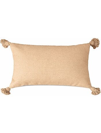 Copricuscino in lana con nappe